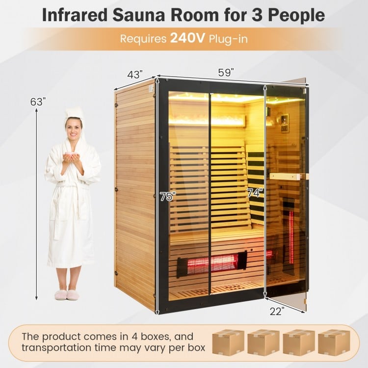 Costway – Signature Infrared Sauna – 3–4 Person Red Light & Salt Bar