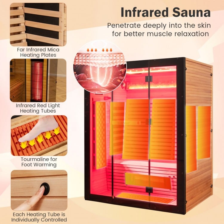 Costway – Signature Infrared Sauna – 3–4 Person Red Light & Salt Bar