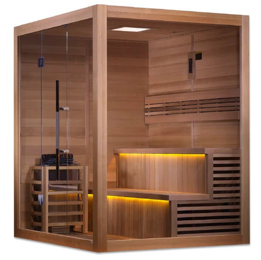 Traditional Steam Sauna Canadian Red Cedar Interior - Top Seller- GDI "Kuusamo Edition" Premium 6 Person Indoor (GDI-7206-01)
