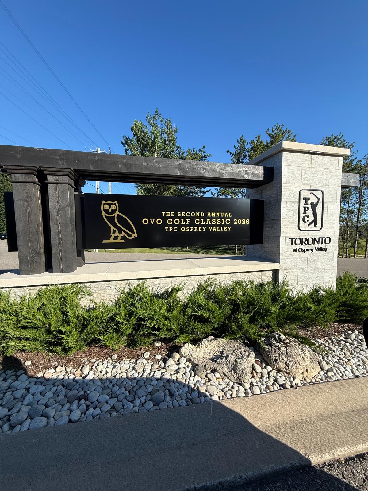 OVO Golf Classic entrance signage.