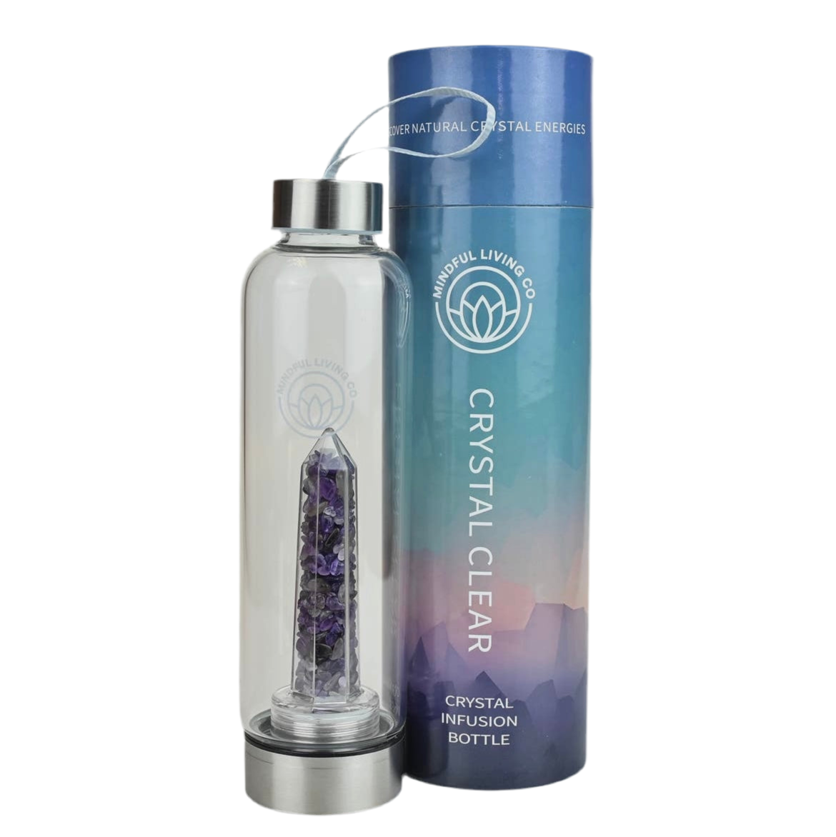 Crystal Clear - Crystal Infusion Bottle - Obsidian + Clear Quartz