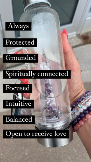 Crystal Clear - Crystal Infusion Bottle - Obsidian + Clear Quartz