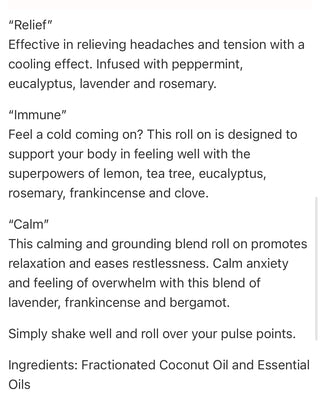 Go Simple Naturals - Aromatherapy Oil Rollers (Immune + Relief + Calm) 10ml