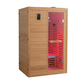 Costway-2-3 Person 3D Premium Infrared Sauna With PureTech Carbon Panel Low Chromotherapy + Bonus Free Red Light Therapy Panel- #1 Selling Sauna In North America