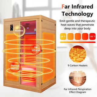Costway-2-3 Person 3D Premium Infrared Sauna With PureTech Carbon Panel Low Chromotherapy + Bonus Free Red Light Therapy Panel- #1 Selling Sauna In North America