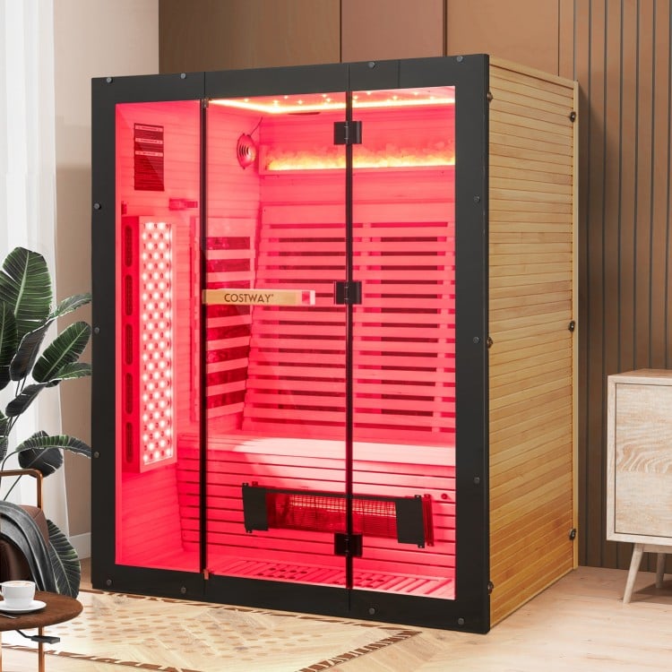 Costway – Signature Infrared Sauna – 3–4 Person Red Light & Salt Bar