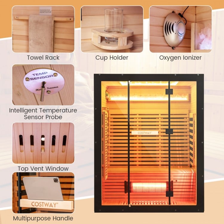 Costway – Signature Infrared Sauna – 3–4 Person Red Light & Salt Bar