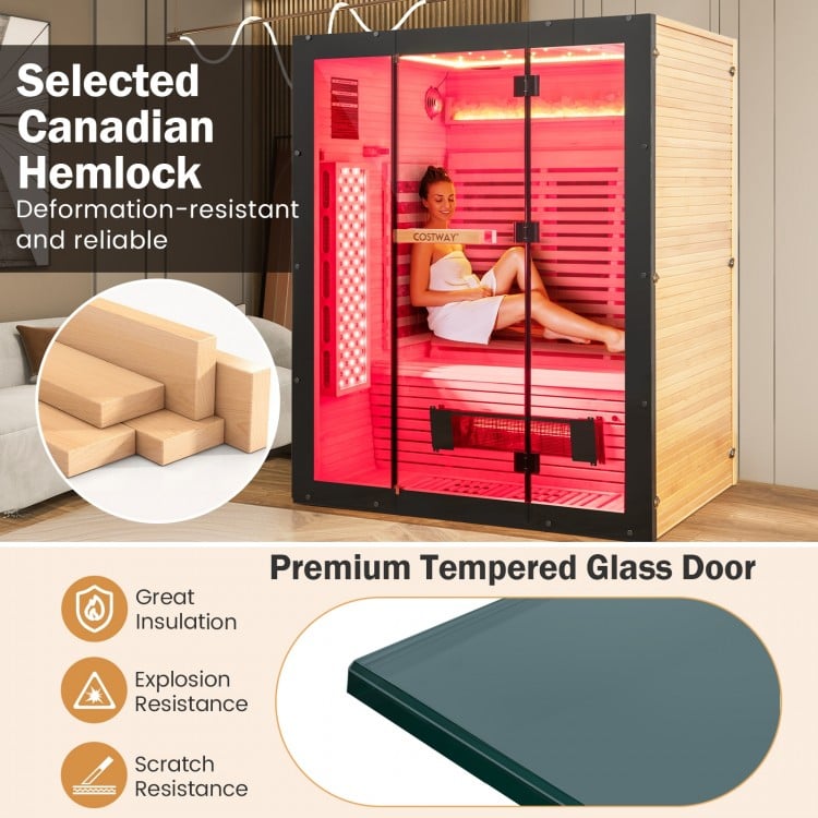 Costway – Signature Infrared Sauna – 3–4 Person Red Light & Salt Bar
