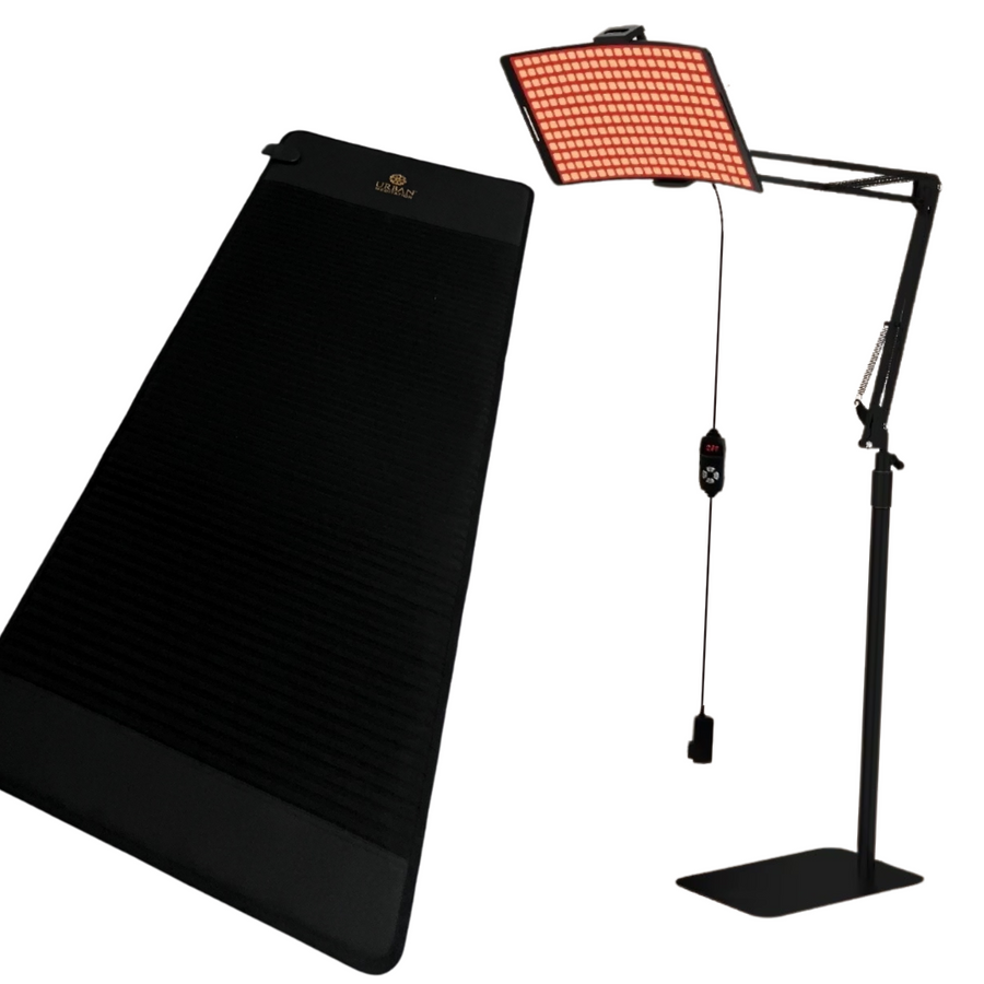 Lava Rock Meditation Mat with Infrared Heat + Red Light Therapy Panel