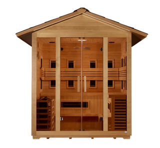 Preorder - *GDI "Gargellen" 5 Person Hybrid Outdoor Sauna (PureTech™ Full Spectrum IR or Traditional Stove) - Canadian Hemlock- GDI-8125-01