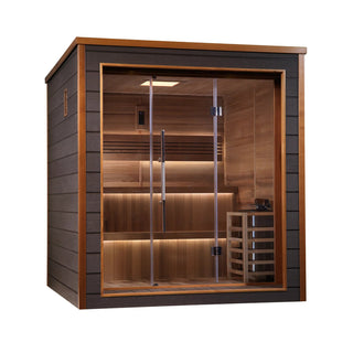 Golden Designs Bergen 6 Person 2 Tier Traditional Outdoor Sauna Canadian Red Cedar Interior GDI-8206-01