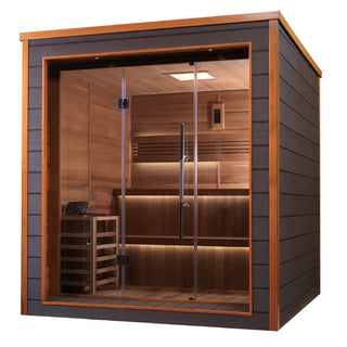 Golden Designs Bergen 6 Person 2 Tier Traditional Outdoor Sauna Canadian Red Cedar Interior GDI-8206-01