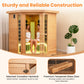 COSTWAY 3D Heat Far Infrared Corner Sauna (3–5 Person) – Canadian Hemlock Wood-Red Light Therapy+Near Infrared-Carbon & Mica Heaters,-Chromotherapy Lighting-Low EMF-Bluetooth Speakers