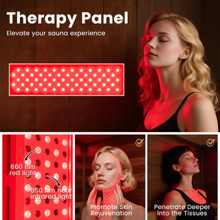 COSTWAY 3D Heat Far Infrared Corner Sauna (3–5 Person) – Canadian Hemlock Wood-Red Light Therapy+Near Infrared-Carbon & Mica Heaters,-Chromotherapy Lighting-Low EMF-Bluetooth Speakers