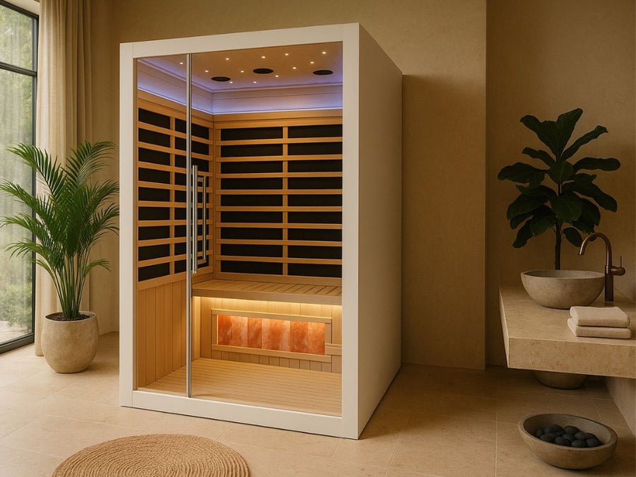 Icomfort 2 person Low EMF Infrared Sauna with Himalayan Salt Bar IC43-1860-White