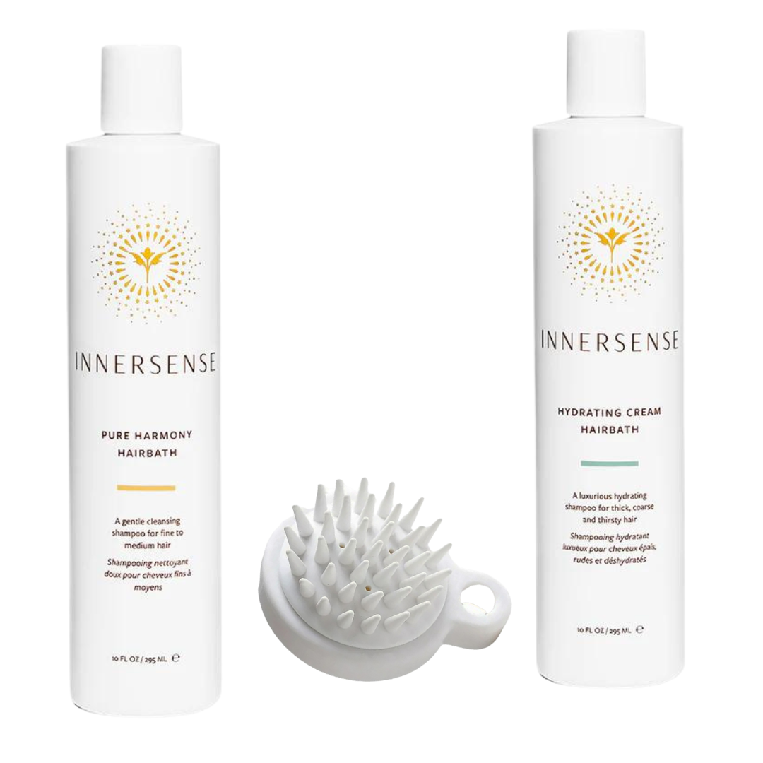 Innersense - Pure Harmony Hairbath Shampoo + Hydrating Cream Hairbath Conditioner + Scalp Massager