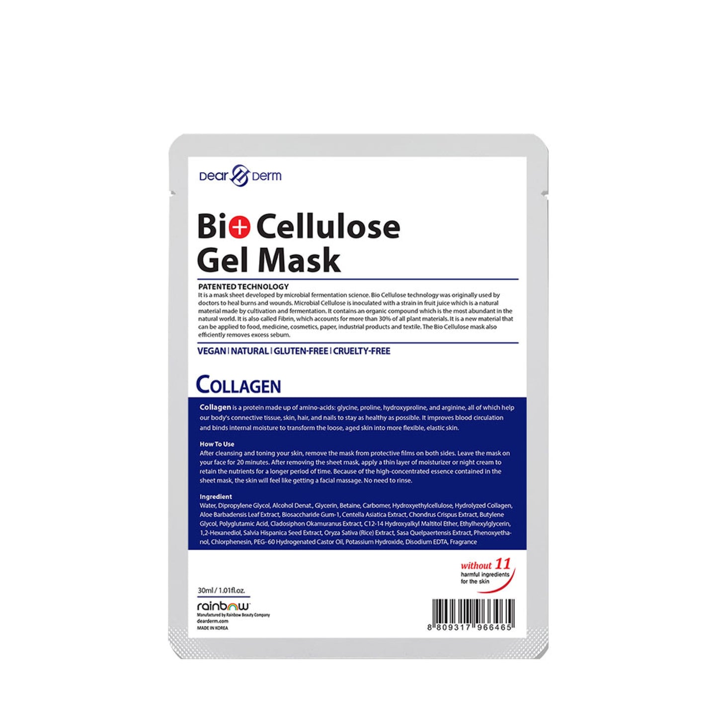 Dear Derm - Bio Cellulose Gel Mask - Collagen