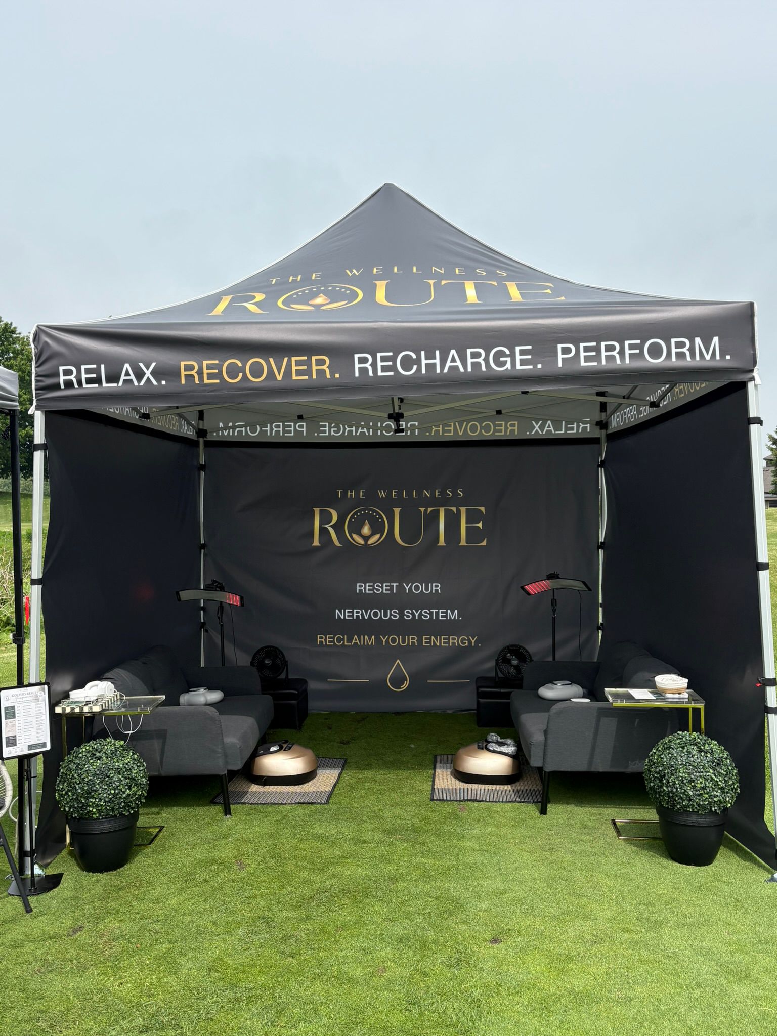 The Wellness Route Golfers Reset Lounge tent