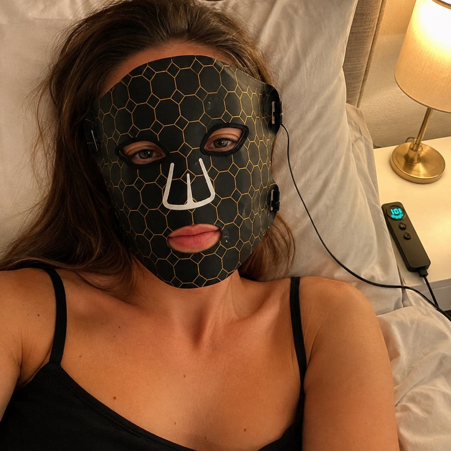 Woman enjoying an evening LED FLEX Mask ritual